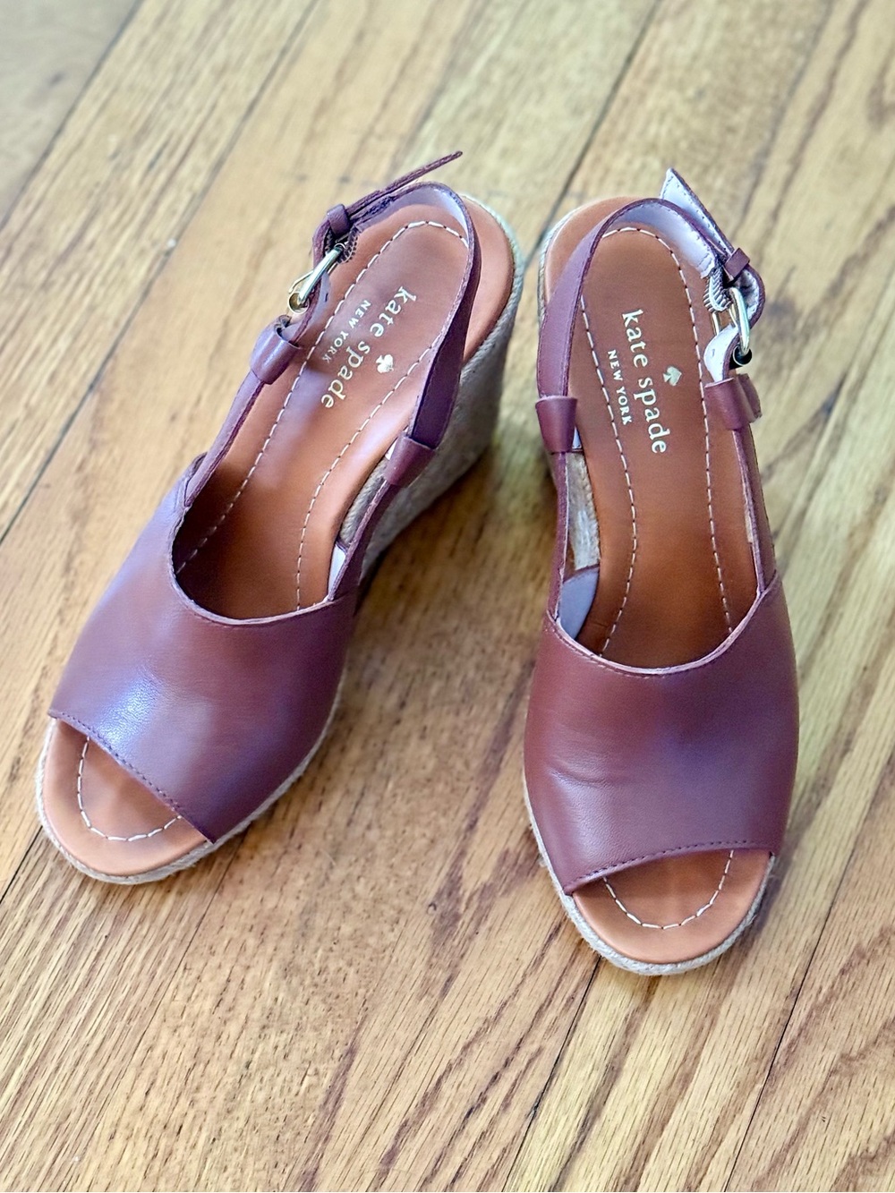 Kate Spade Bowdon brown wedge espadrille sandal 6.5